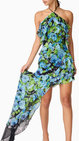 sachin and babi light blue dress Strapless V-Neck A-Line Midi Dress with Asymmetrical Hem for Wedding Guests