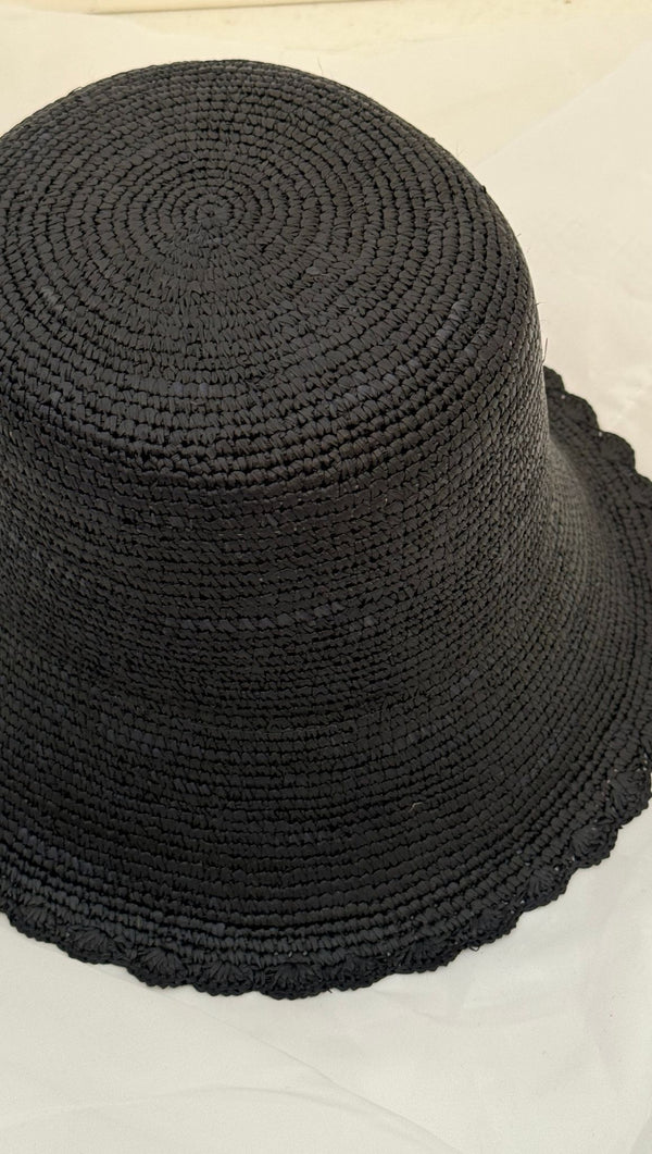 Packable Crochet Bucket Hat - Black