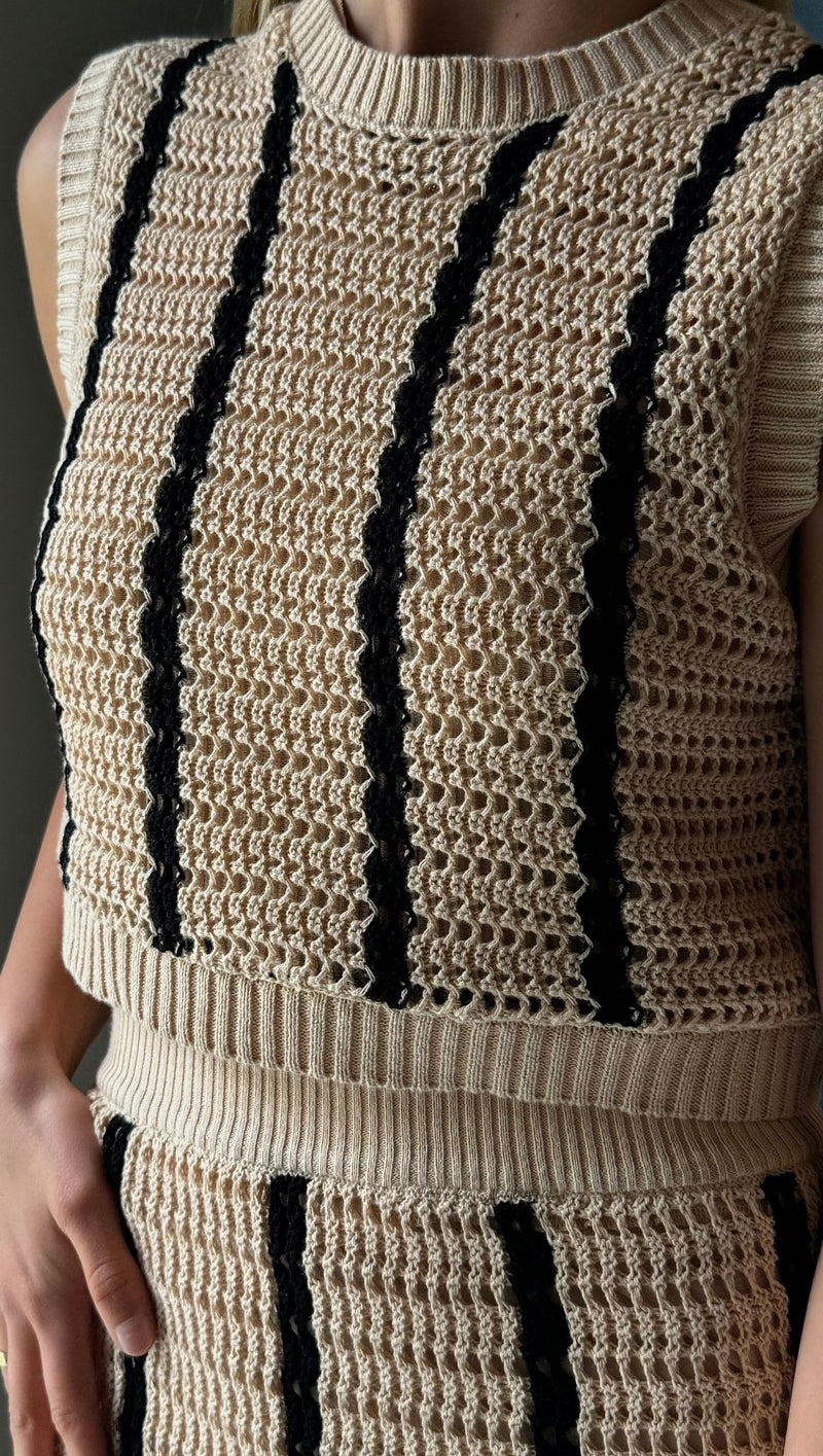 Mariposa Knit Skirt Set - Tan Multi