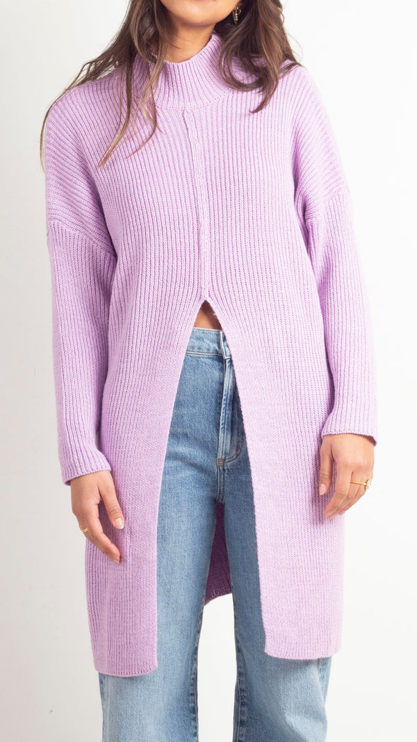 Luna Split Front Sweater - Lavender