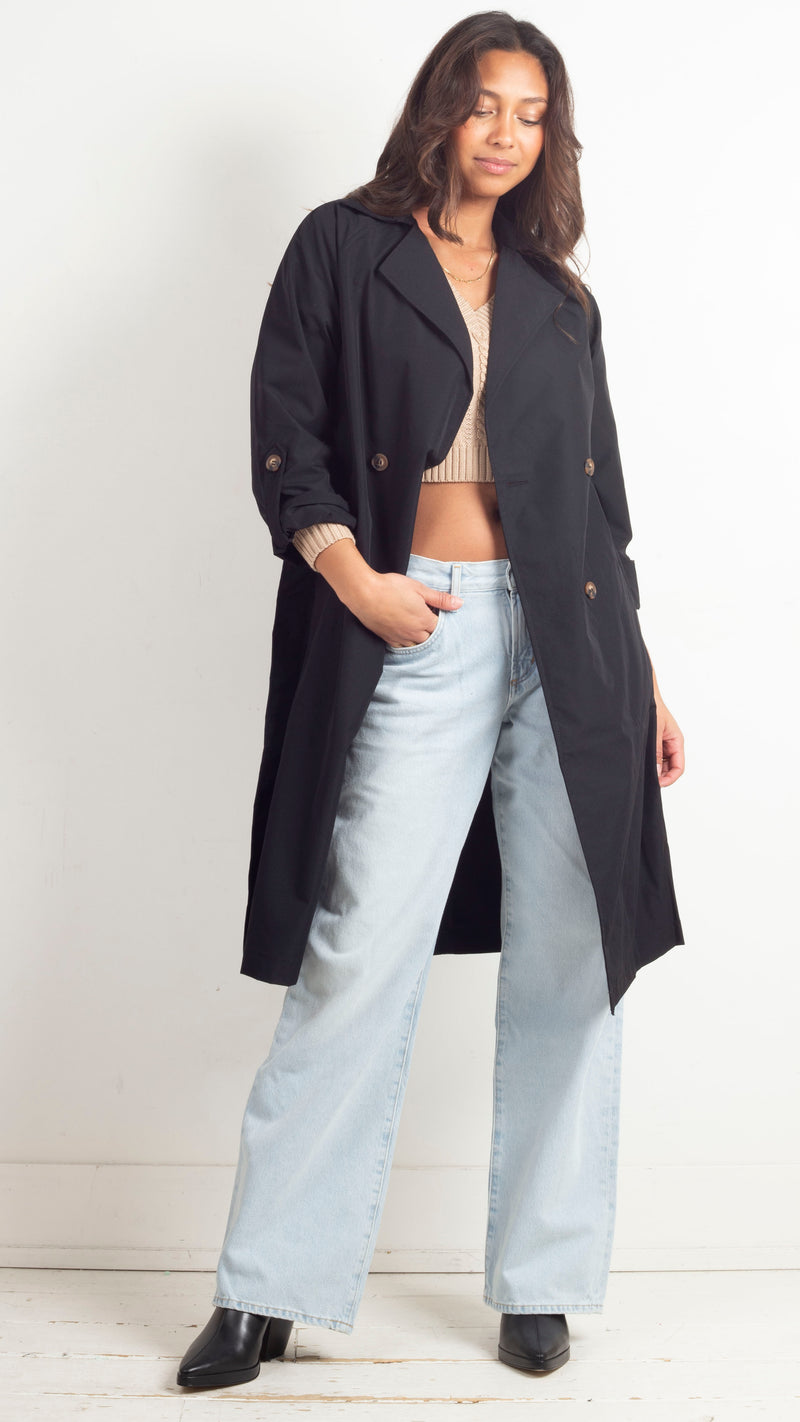 Jackie Classic Trench Coat - Black