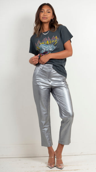 Faux Leather 7/8 Trouser - Platinum – Van De Vort