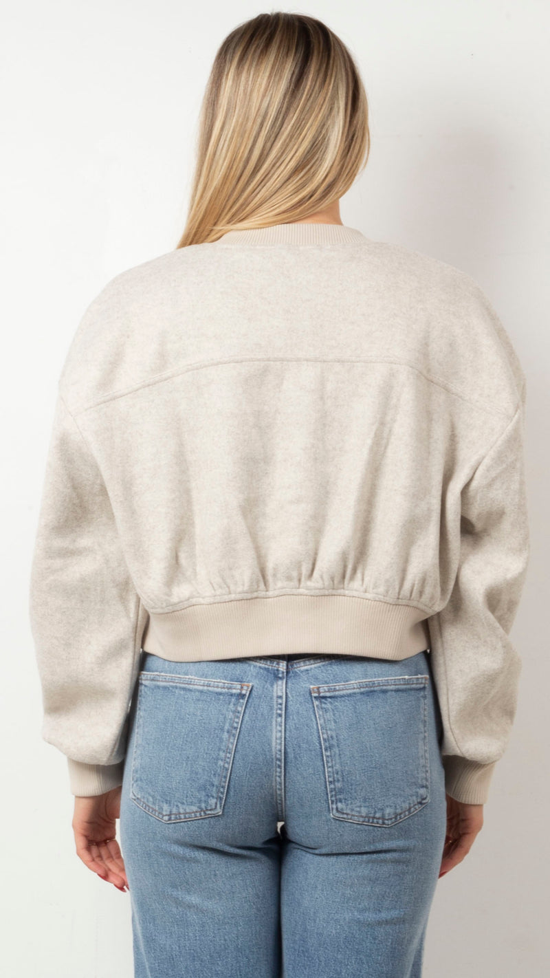 Ruby Cropped Bomber - Beige