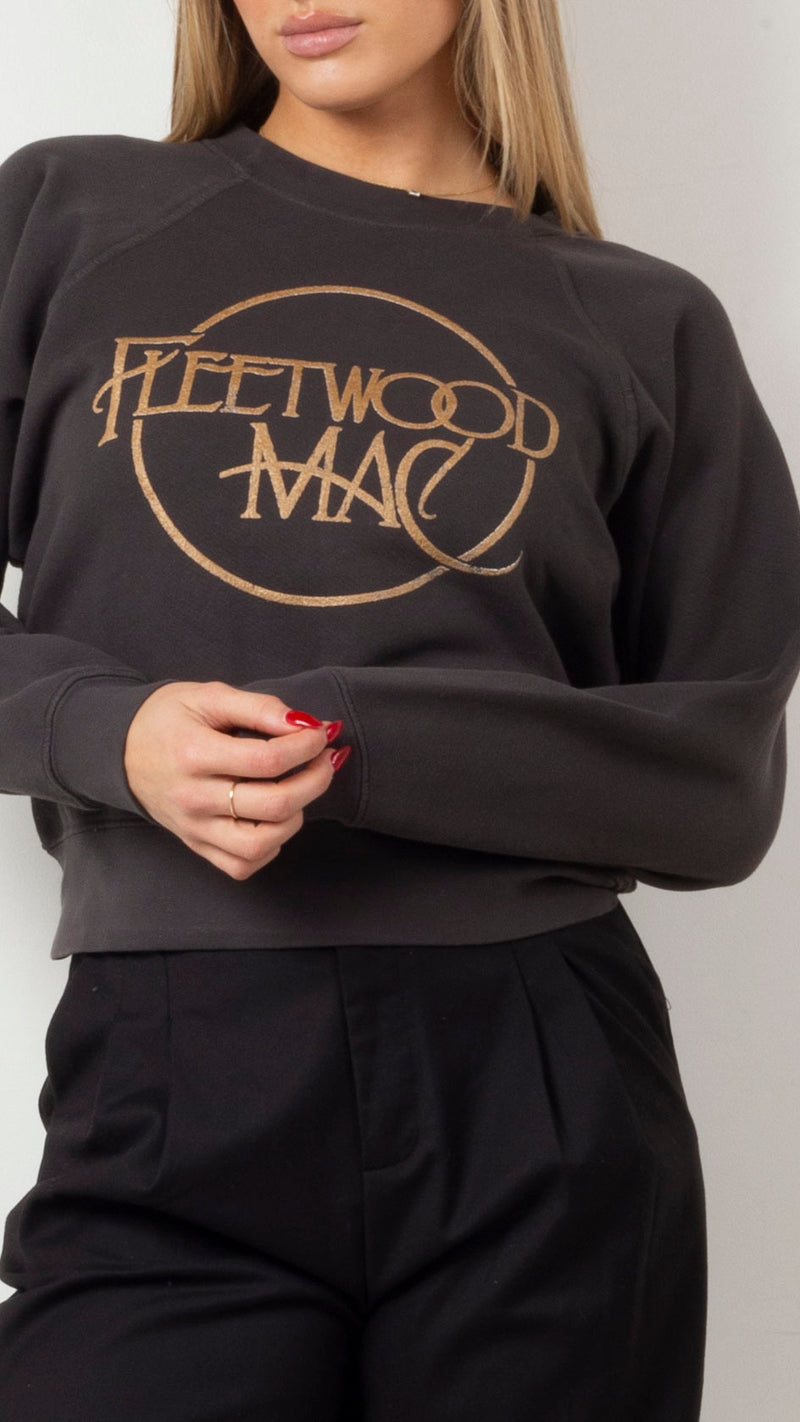 Fleetwood Mac Circle Logo Raglan Crew - Washed Black