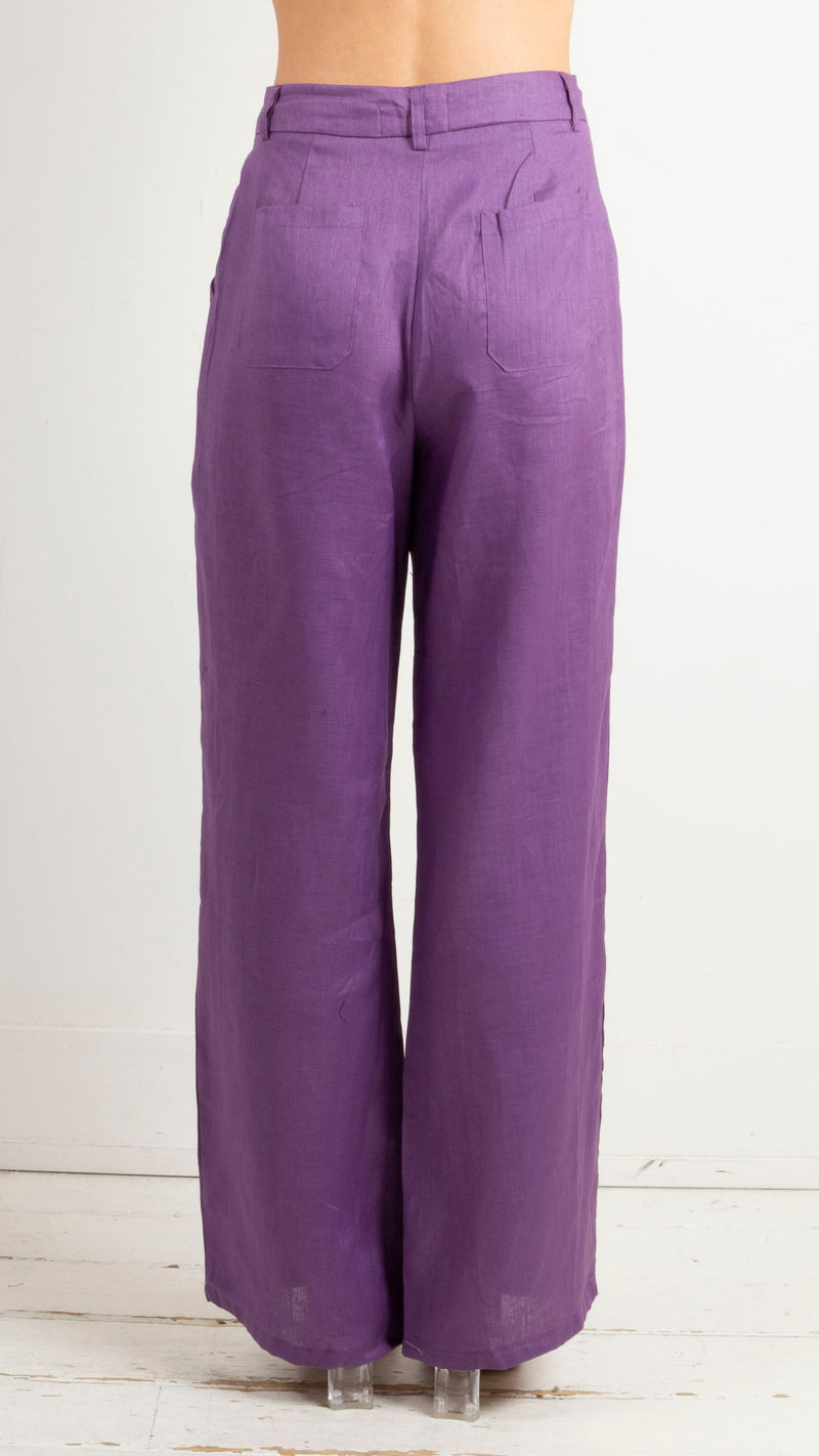 Marni Linen Pleated Pants - Purple