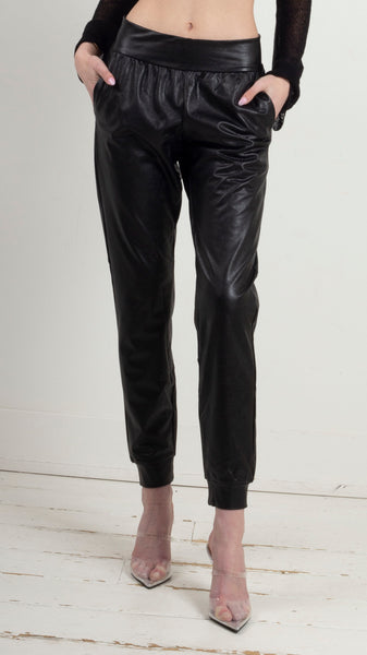 Best Harvest Black Faux Leather Jogger - Final Sale – JO+CO