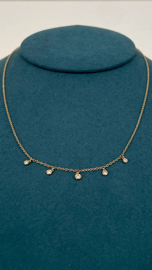 .12CT Shaker Diamond 5 Stone Necklace - 14KY