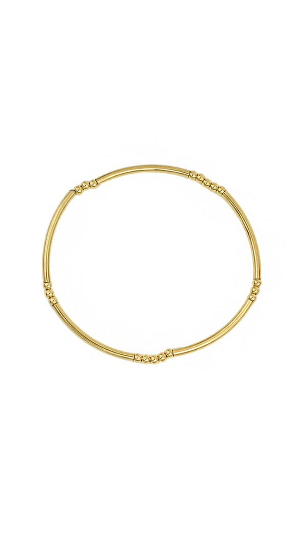 tube and bead bracelet gold