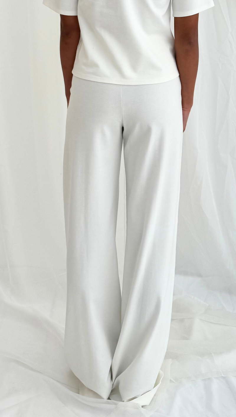 Ponte Knit Wide Leg Pant - Off White