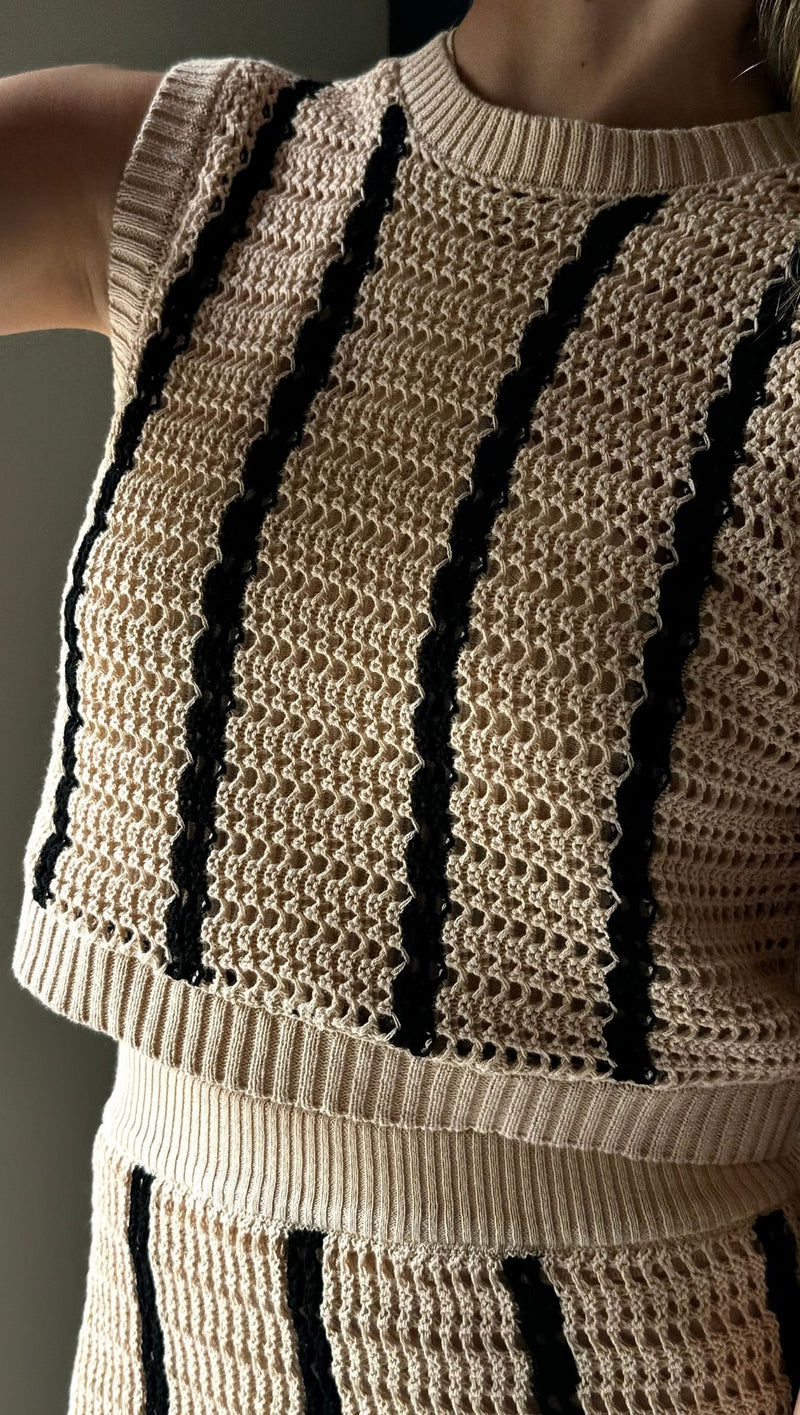Mariposa Knit Skirt Set - Tan Multi