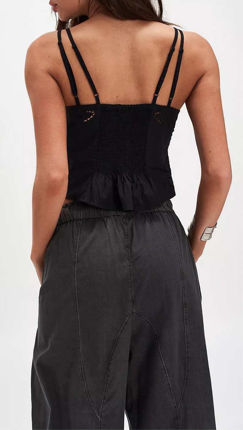 Sweet Sammi Eyelet Top - Black