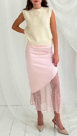 Hanna Semi Sheer Midi Skirt - Blush