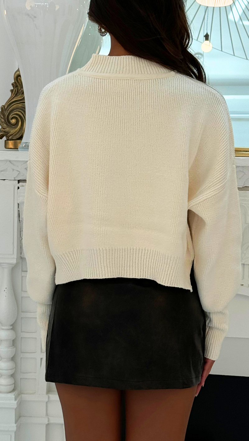 Kourtney Cropped Oversized Sweater - Off White