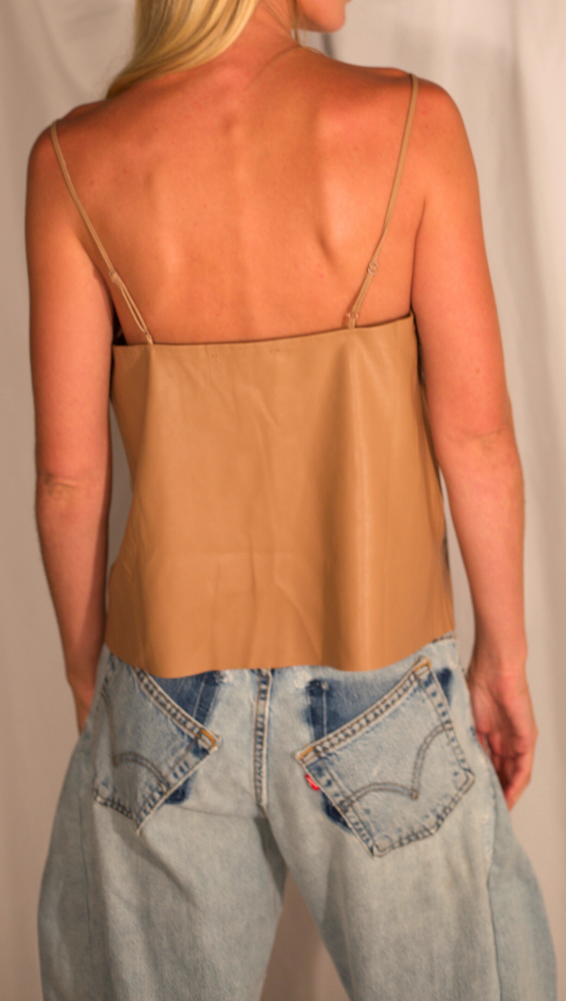 Gionna Leather Cami - Tan