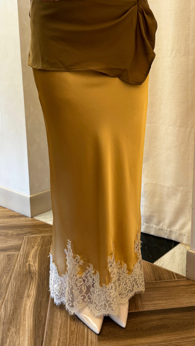 Claire Lace Midi Skirt - Marigold