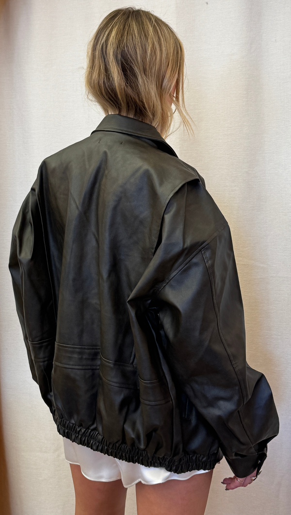 Oversize Bomber Jacket - Dark Brown