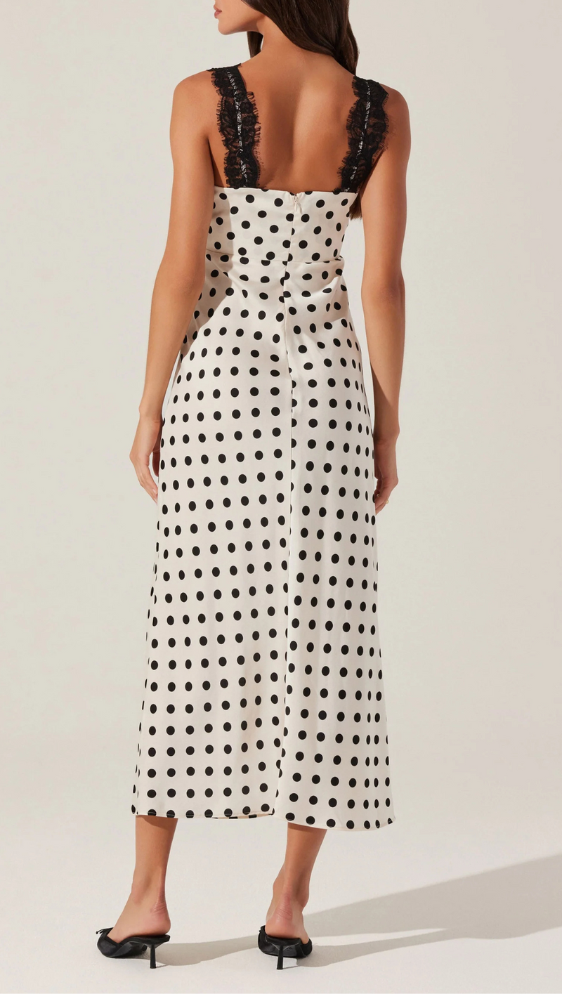 Eirene Polka Dot Midi Dress - Black Polka Dot