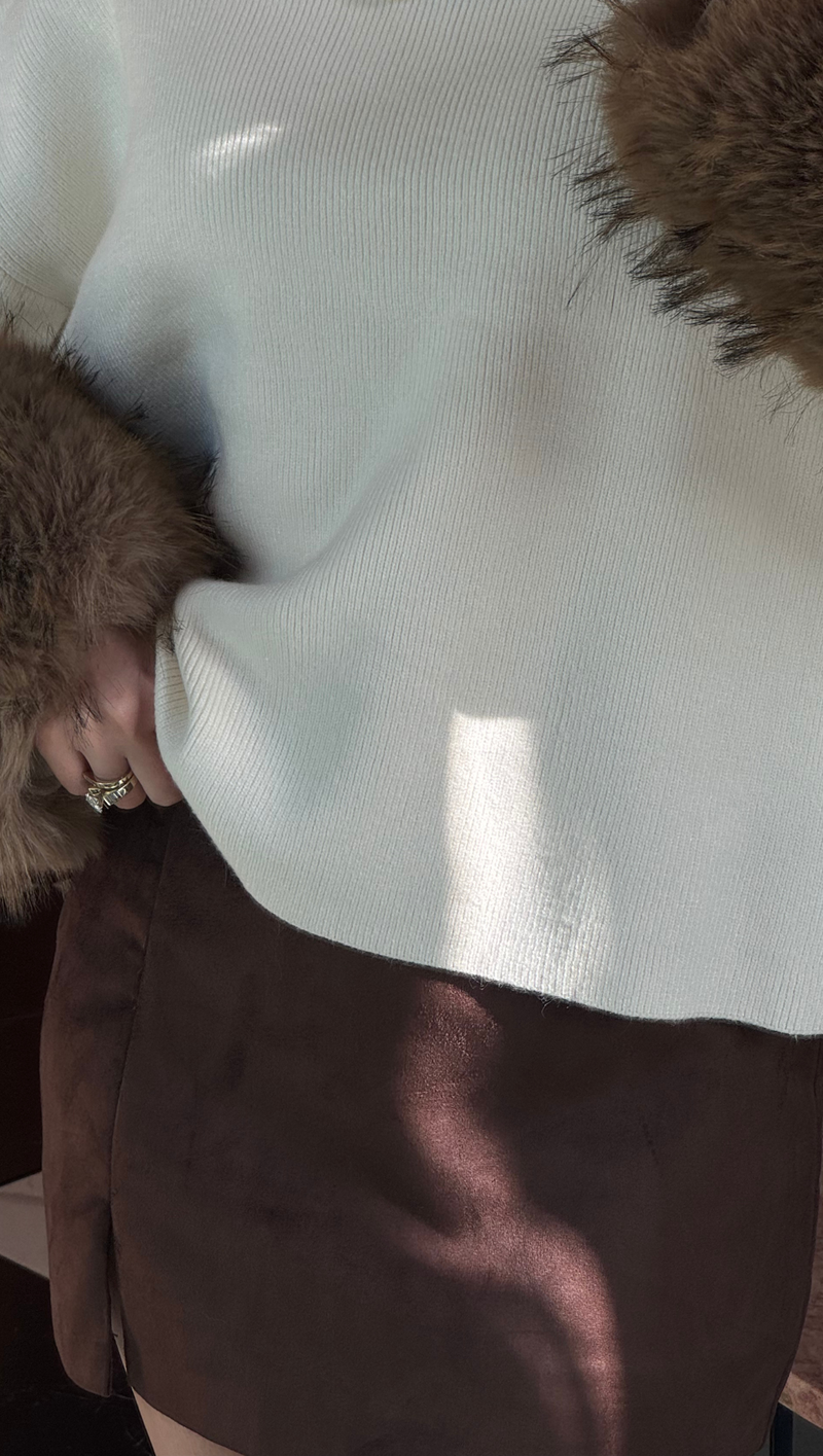 Austin Suede Slit Mini Skirt - Espresso