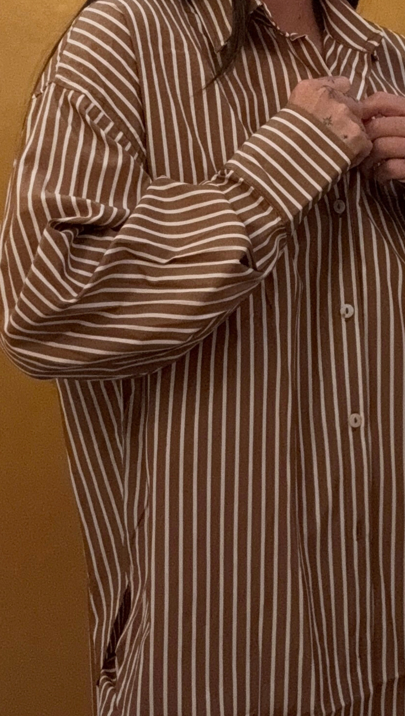 Frankie Pinstripe Button Down - Brown