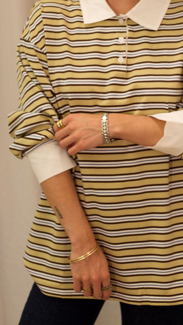 Naomi Stripe Polo - Mustard