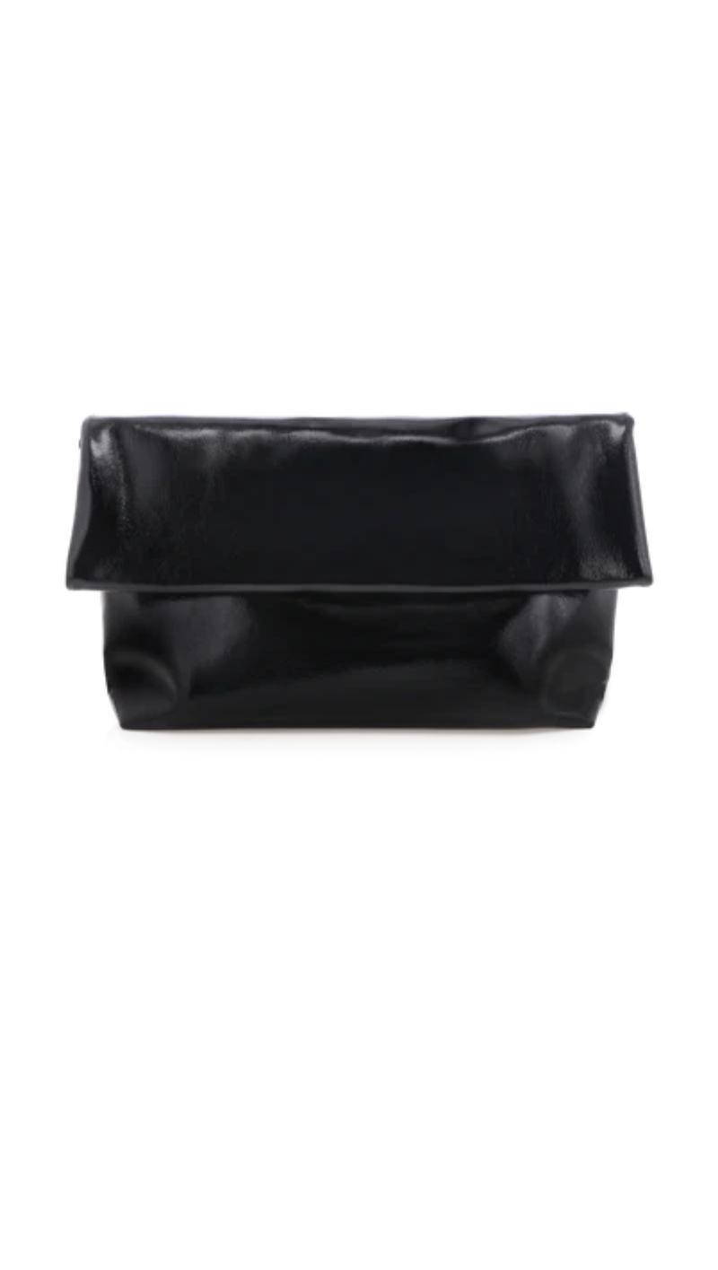 Rylee Clutch Bag - Black Crinkle Patent