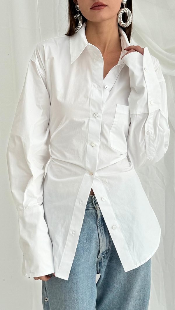 Arlo Tie Back Button Down - White