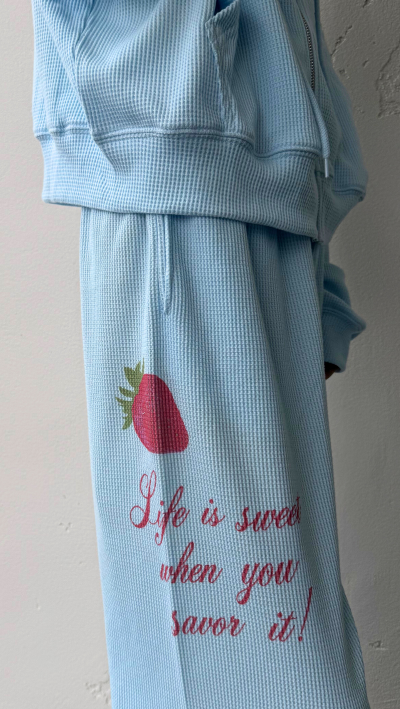 Life Is Sweet Waffle Pants - Blue