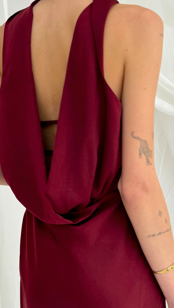 Viviana Cowl Back Maxi Dress - Wine