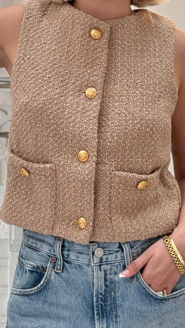 Felicia Tweed Vest - Camel