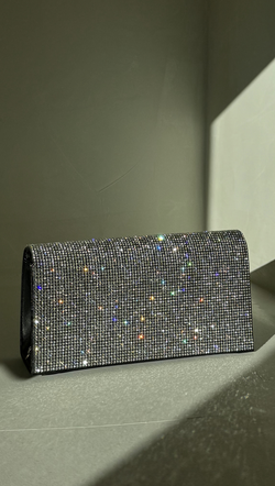 Shimmer Rhinestone Crossbody - Black