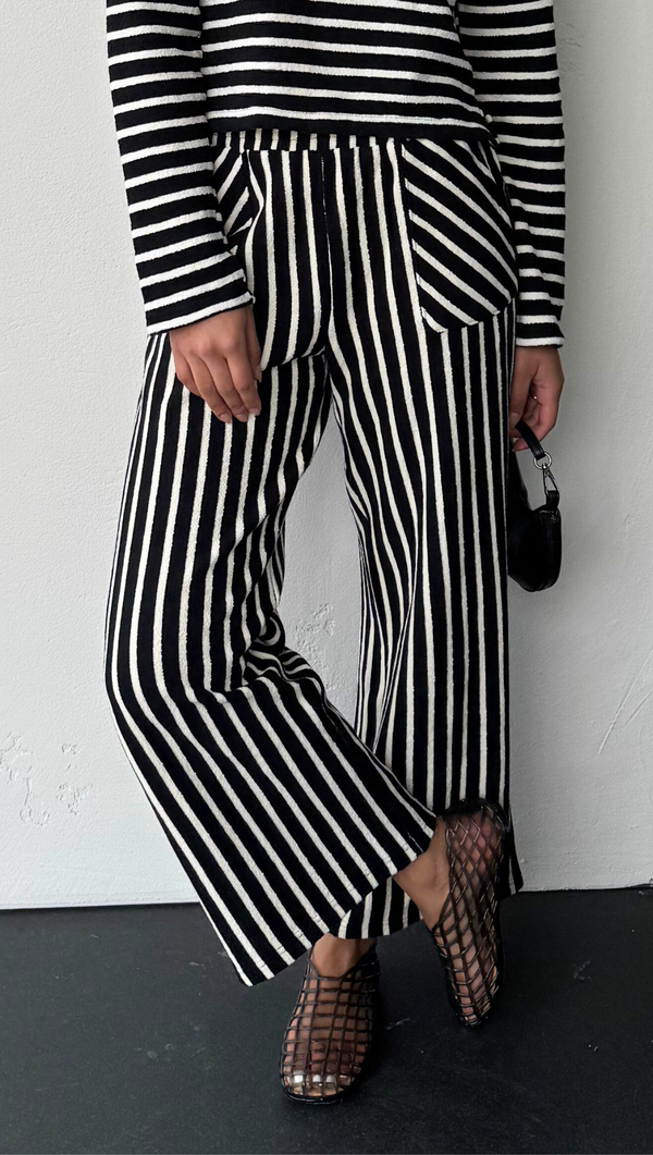 Krissy Textured Stripe Pant - Black/ White