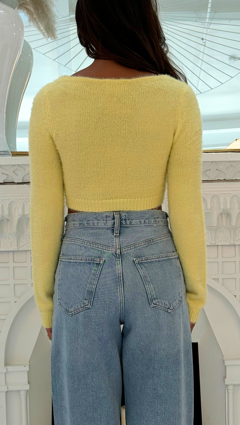 Daisy Cropped Sweater - Light Yellow