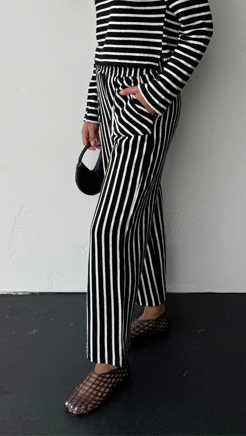 Krissy Textured Stripe Pant - Black/ White