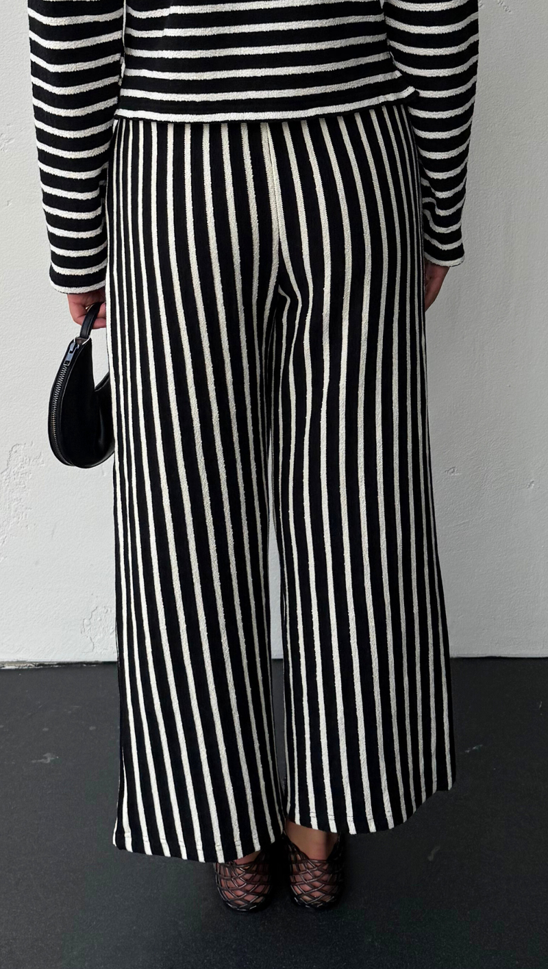 Krissy Textured Stripe Pant - Black/ White