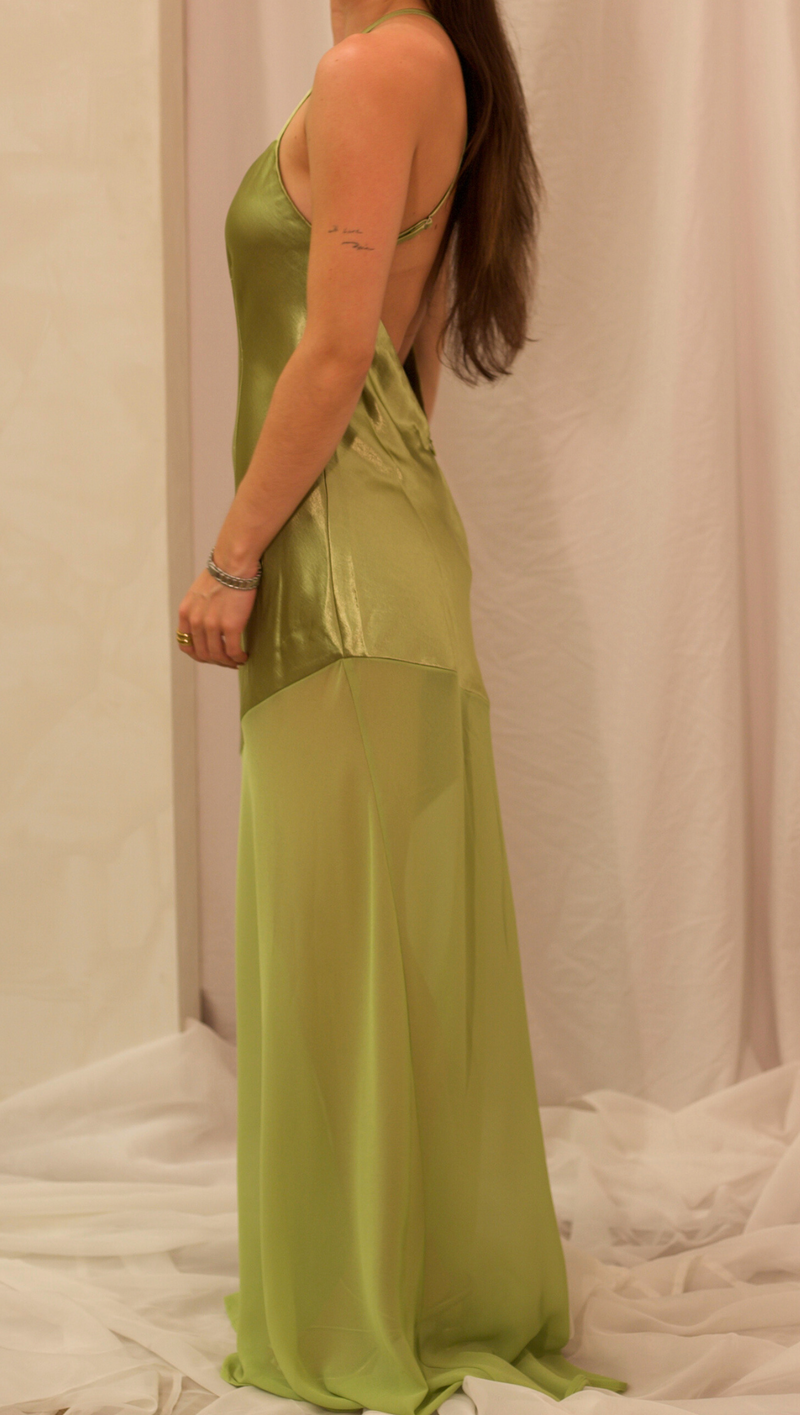 Yazmin Sheer Maxi Dress - Chartreuse