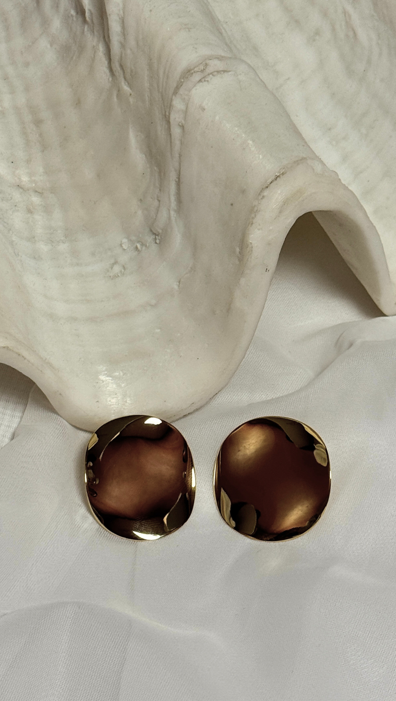 Hammered Gold Fill Large Round Earrings