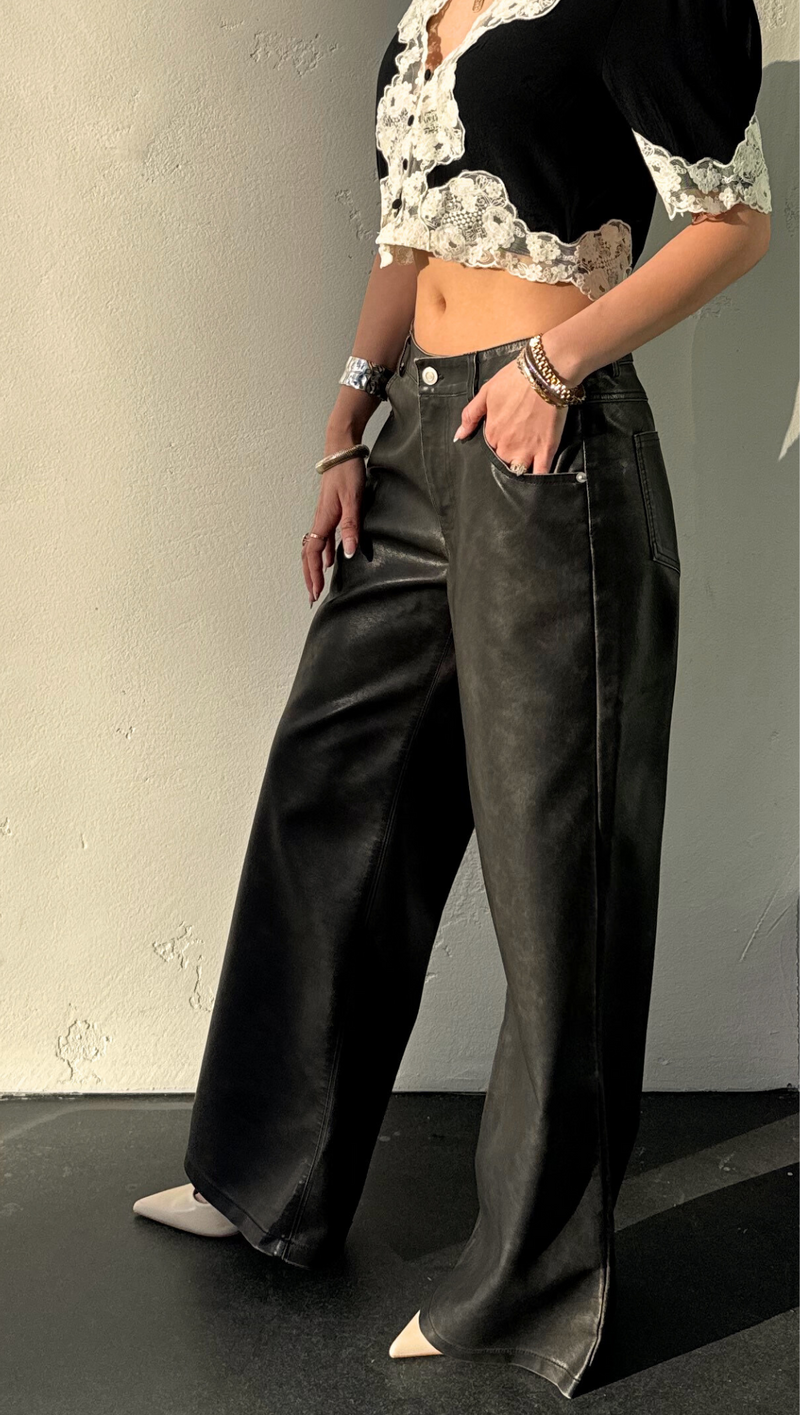 Lo Faux Leather Pants - Black