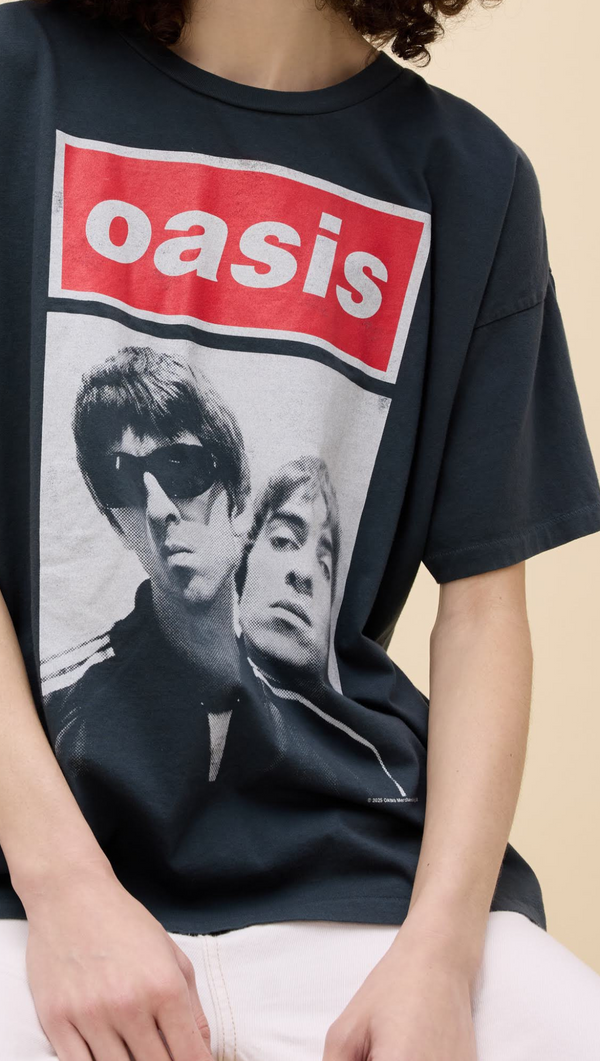 Oasis Liam and Noel Tee - Vintage Black