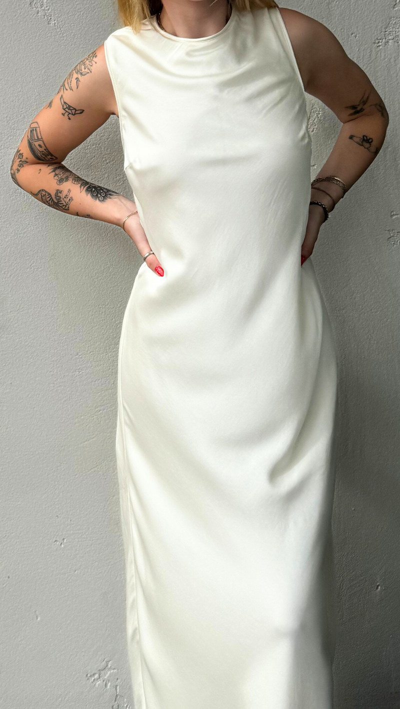 Hayley Satin Maxi Dress - Ivory