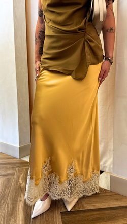 Claire Lace Midi Skirt - Marigold