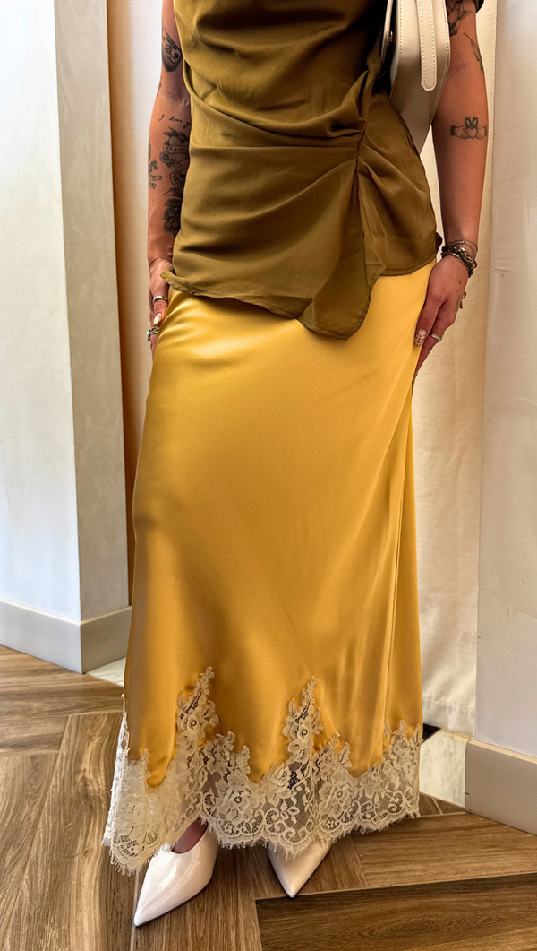 Claire Lace Midi Skirt - Marigold