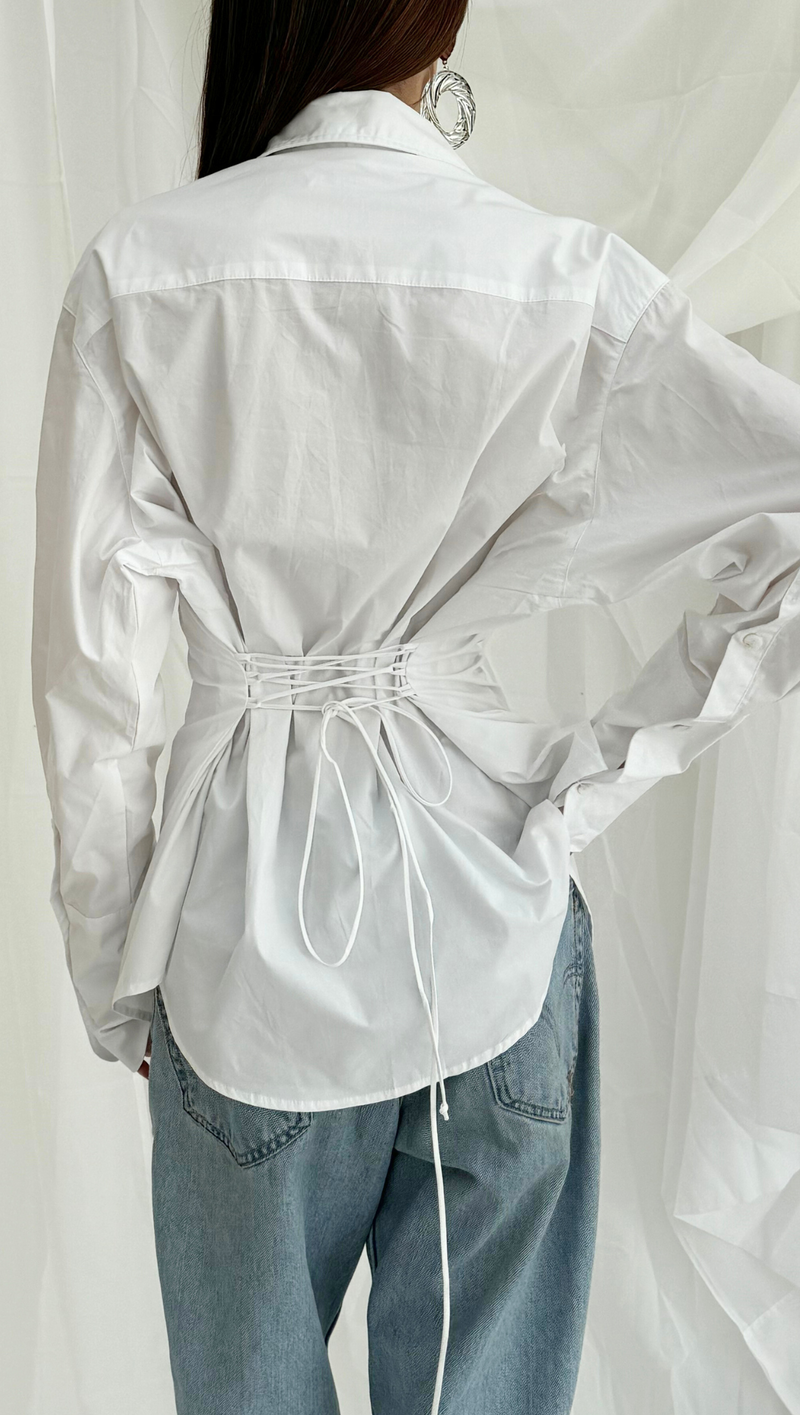 Arlo Tie Back Button Down - White