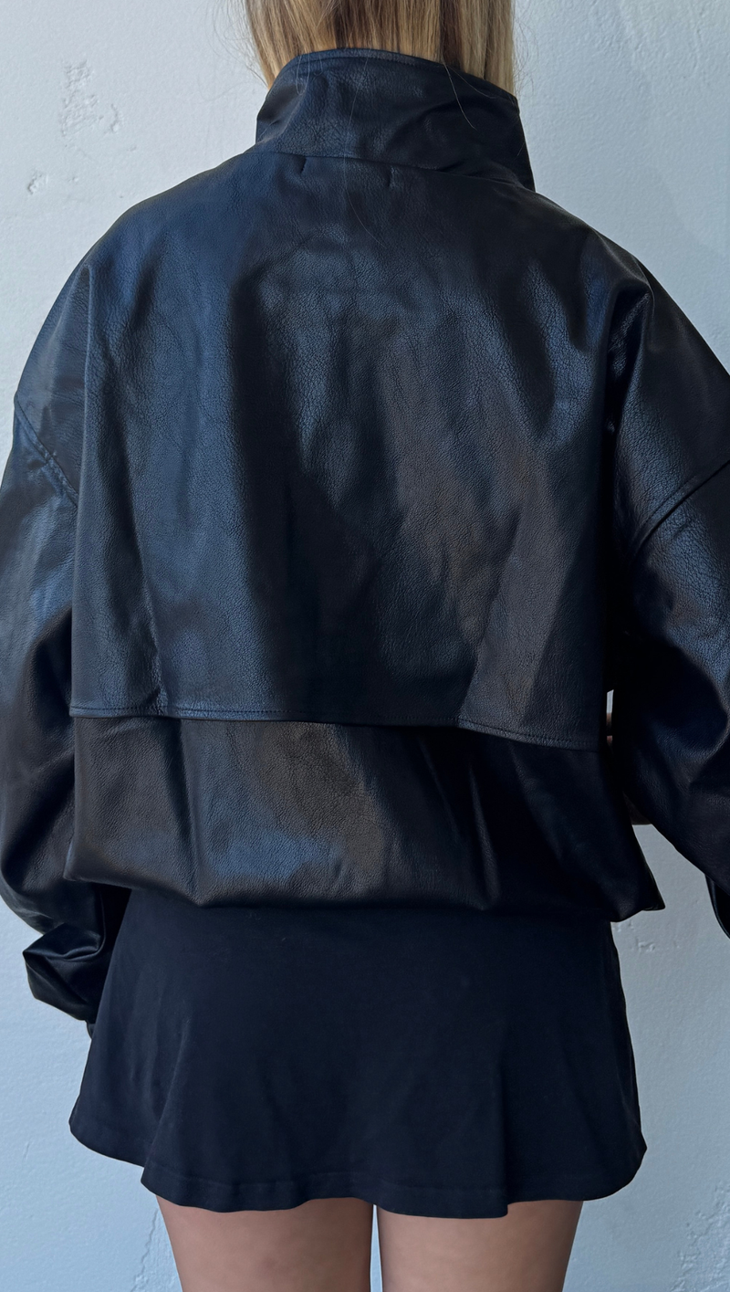 Mia Vegan Leather Jacket - Black
