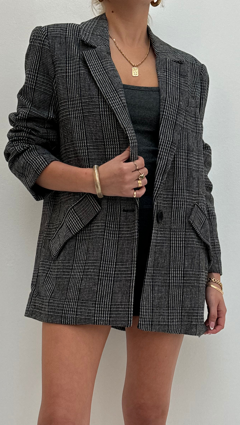 Hannah Blazer - Black Plaid