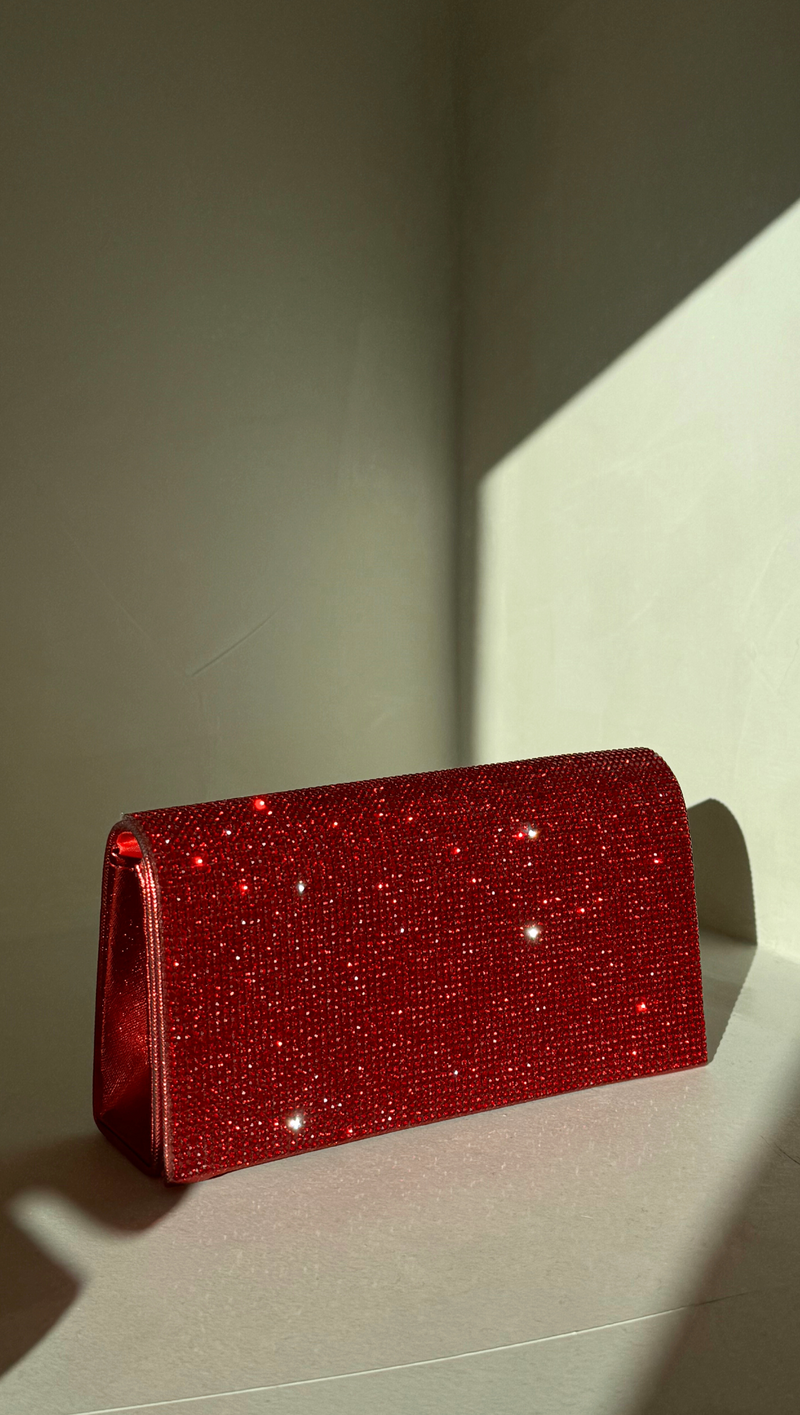 Shimmer Rhinestone Crossbody - Red