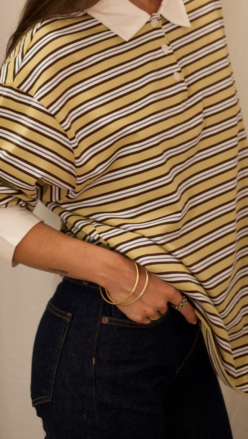 Naomi Stripe Polo - Mustard