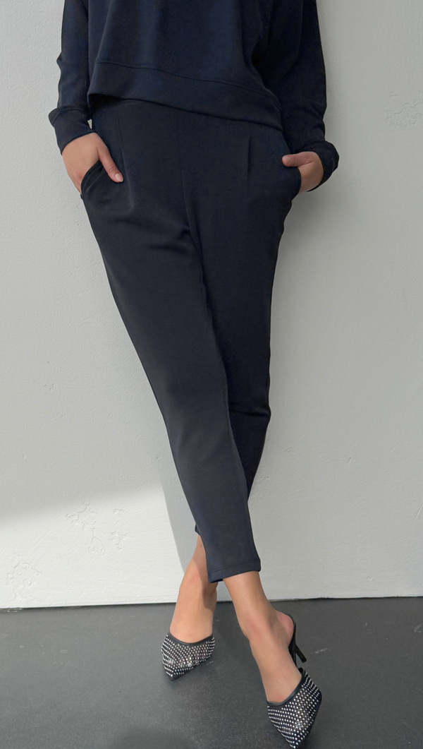 Pleated Lounge Pant - Black