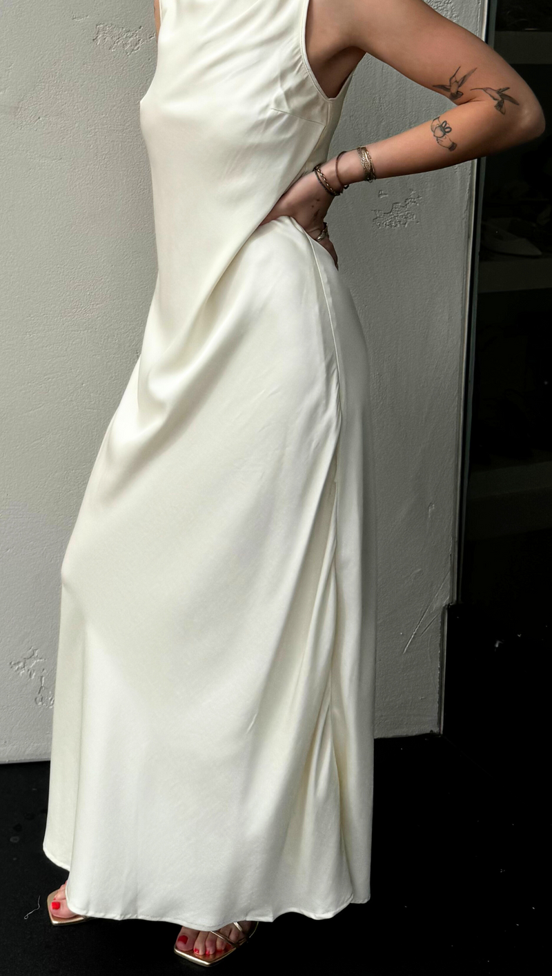 Hayley Satin Maxi Dress - Ivory