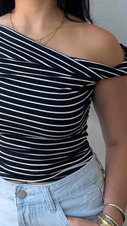 Rowan Asymmetrical Tank - Black Stripe