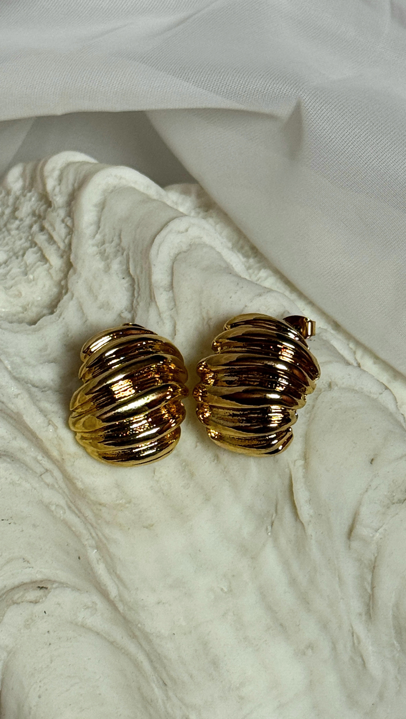 Large Textured Square Earrings - Gold Dipped